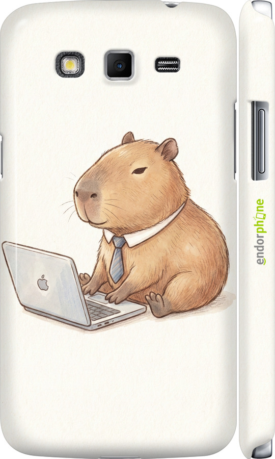3D пластиковый матовый чехол Funny Capybara CEO Working для Samsung Galaxy Grand 2 G7102 - 6777m-41 изображение 