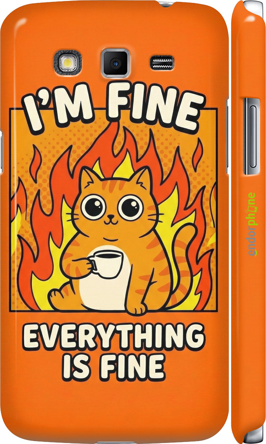 3D пластиковий матовий чехол Funny Cat для Samsung Galaxy Grand 2 G7102 - 6786m-41 изображение 