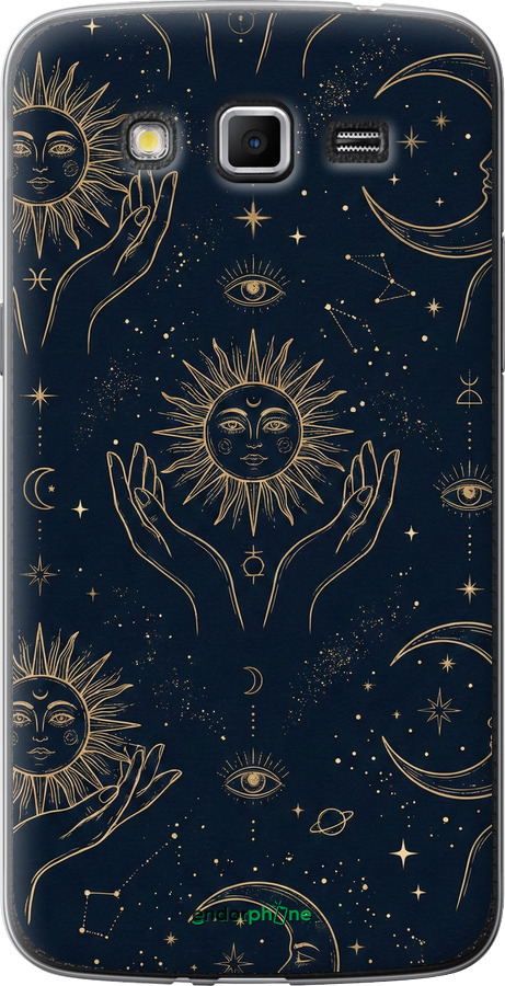 Силиконовый чехол Celestial Harmony: Sun & Moon Gold Mystic Pattern для Samsung Galaxy Grand 2 G7102 - 6778u-41 изображение 