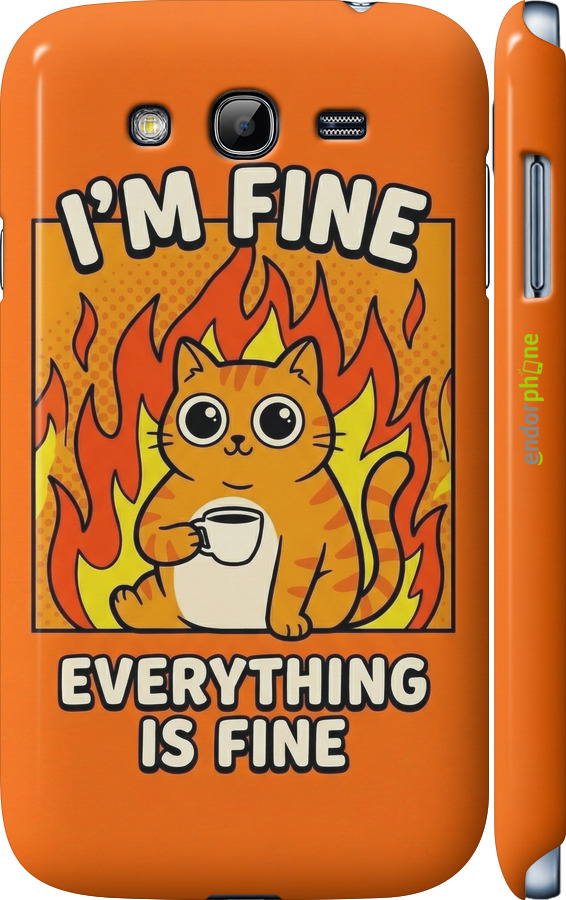 3D пластиковый матовый чехол Funny Cat для Samsung Galaxy Grand I9082 - 6786m-66 изображение 