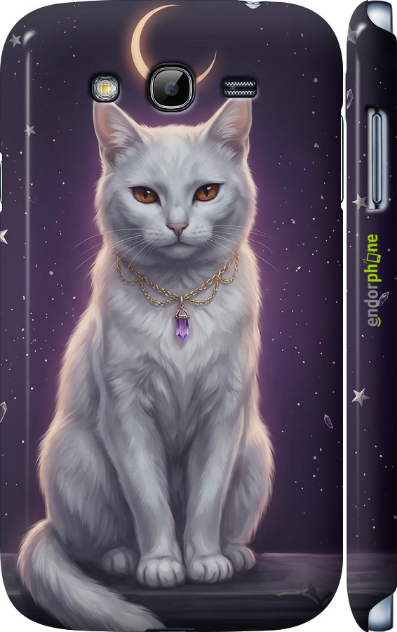 3D пластиковий матовий чехол Mystic White Cat Gothic Dark Purple Gold для Samsung Galaxy Grand I9082 - 6805m-66 изображение 