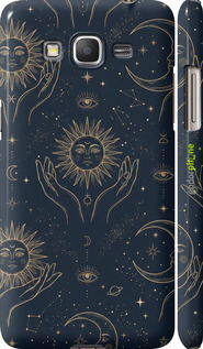 3D пластиковий матовий чехол Celestial Harmony: Sun & Moon Gold Mystic Pattern для Samsung Galaxy Grand Prime VE G531H - 6778m-212 изображение 
