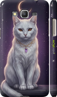 3D пластиковий матовий чехол Mystic White Cat Gothic Dark Purple Gold для Samsung Galaxy Grand Prime VE G531H - 6805m-212 изображение 