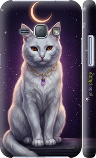 3D пластиковый матовый чехол Mystic White Cat Gothic Dark Purple Gold для Samsung Galaxy J1 (2016) Duos J120H - 6805m-262 изображение 