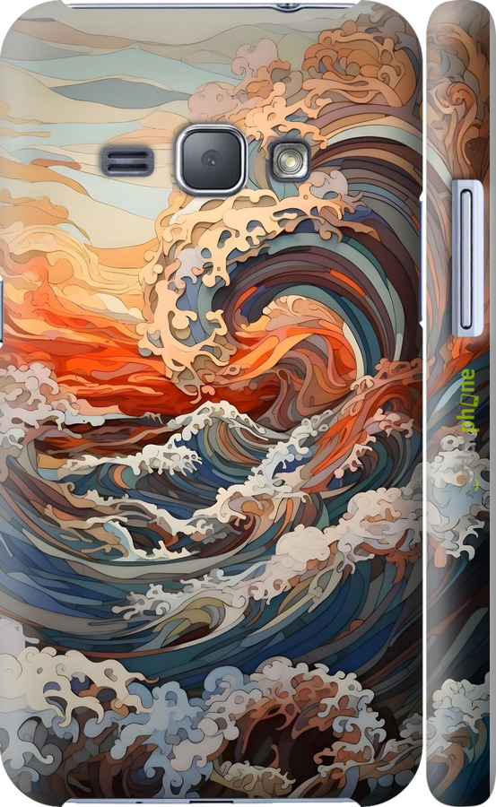3D пластиковий глянцевий чехол Арт хвилі для Samsung Galaxy J1 (2016) Duos J120H - 6324c-262 изображение 