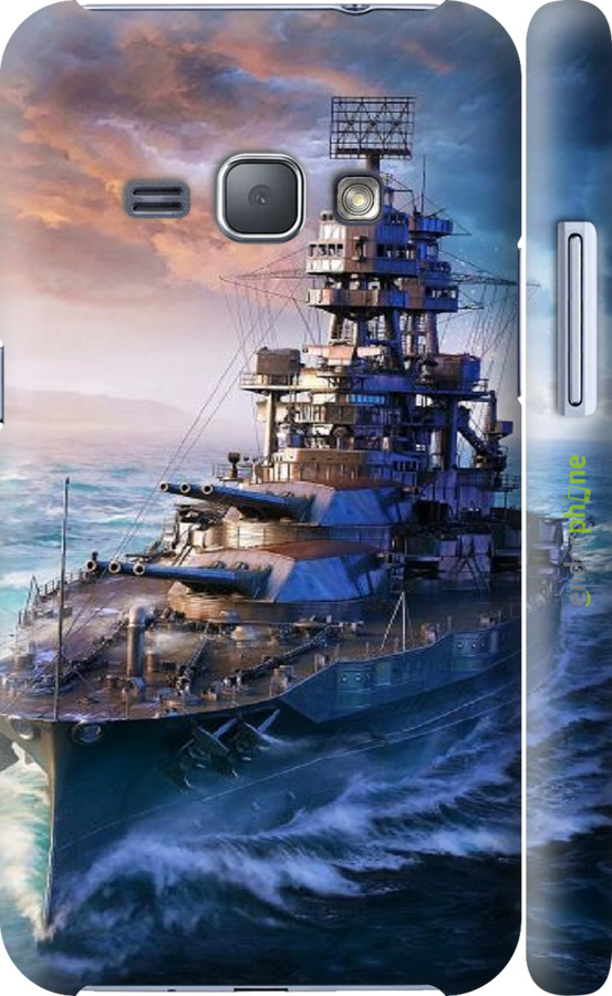 3D пластиковый глянцевый чехол Военный корабль, world of tanks, wargaming для Samsung Galaxy J1 (2016) Duos J120H - 6461c-262 изображение 
