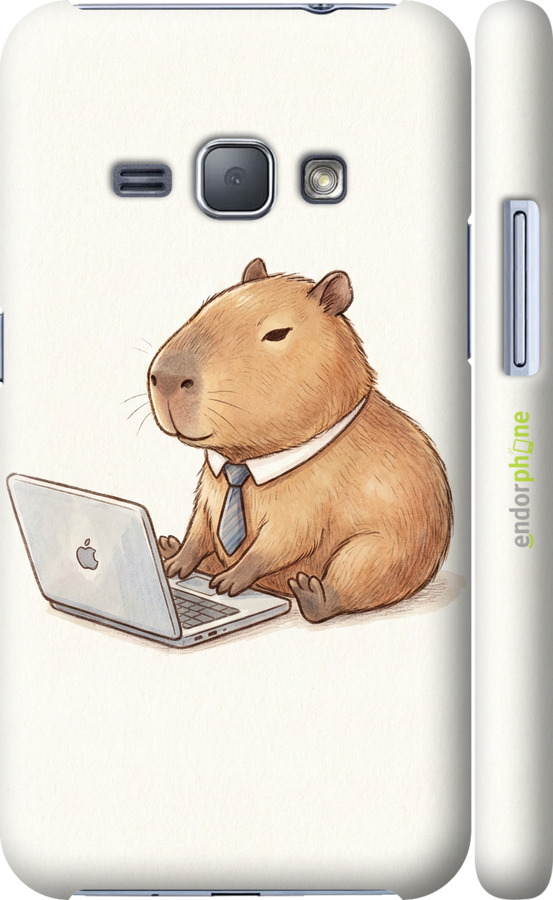 3D пластиковый глянцевый чехол Funny Capybara CEO Working для Samsung Galaxy J1 (2016) Duos J120H - 6777c-262 изображение 