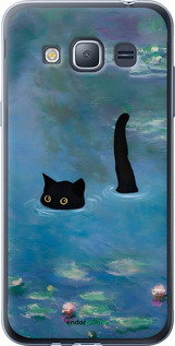2D пластиковый чехол С изображением кота и водяной лилии Monet для Samsung Galaxy J1 (2016) Duos J120H - 6519t-262 изображение 
