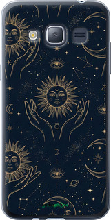 2D пластиковый чехол Celestial Harmony: Sun & Moon Gold Mystic Pattern для Samsung Galaxy J1 (2016) Duos J120H - 6778t-262 изображение 
