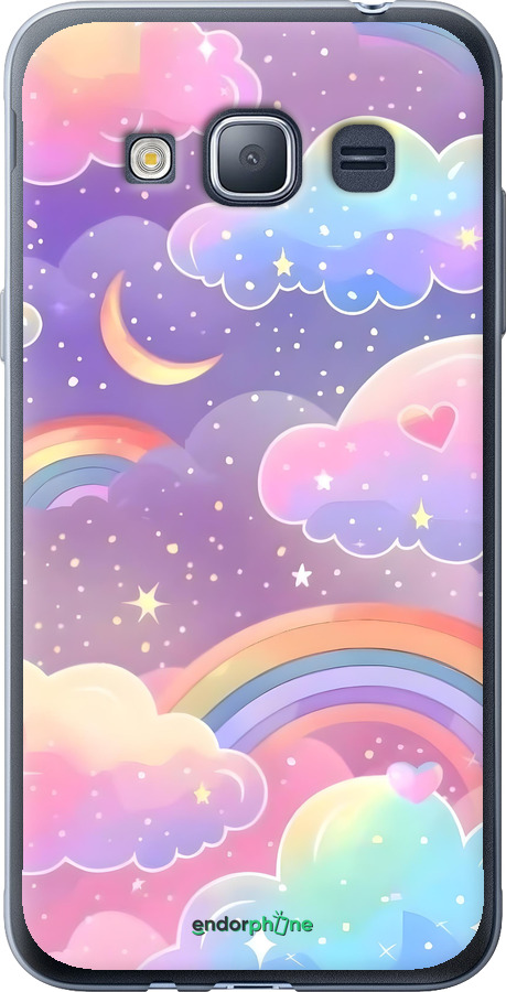 2D пластиковый чехол Облака и радуга для Samsung Galaxy J1 (2016) Duos J120H - 6312t-262 изображение 