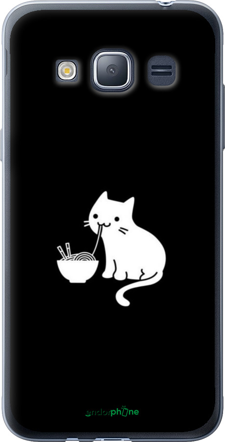 2D пластиковый чехол С милым котом на черном фоне для Samsung Galaxy J1 (2016) Duos J120H - 6528t-262 изображение 
