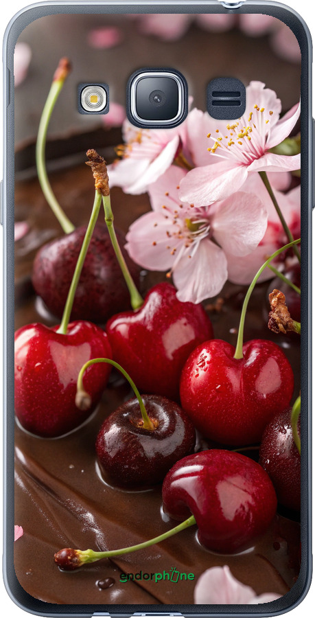 Силиконовый чехол Вишня в шоколаде для Samsung Galaxy J1 (2016) Duos J120H - 6698u-262 изображение 