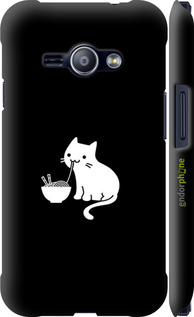 3D пластиковый матовый чехол С милым котом на черном фоне для Samsung Galaxy J1 Ace J110H - 6528m-215 изображение 