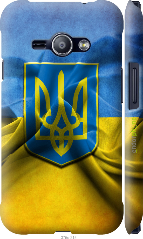 

3D пластиковий матовий чохол "Прапор та герб України" для Samsung Galaxy J1 Ace J110H, Блакитний