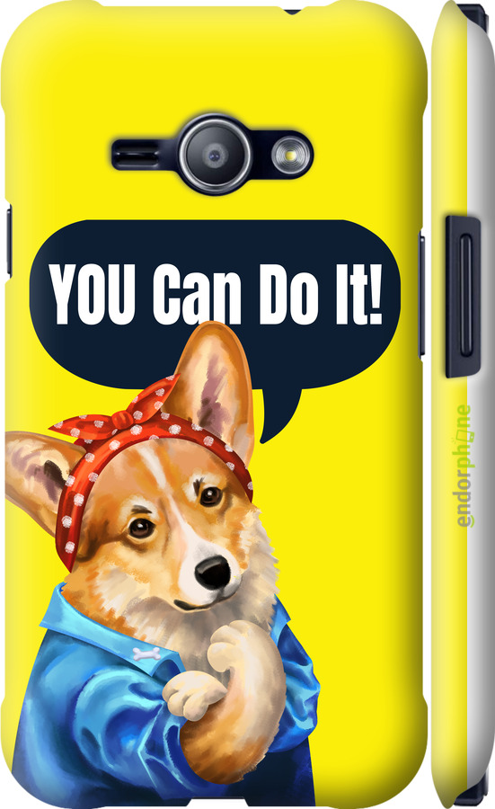 3D пластиковий матовий чехол чехол с корги You Can Do It для Samsung Galaxy J1 Ace J110H - 6184m-215 изображение 