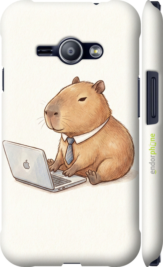 3D пластиковый матовый чехол Funny Capybara CEO Working для Samsung Galaxy J1 Ace J110H - 6777m-215 изображение 