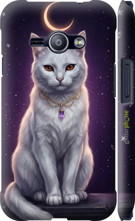 3D пластиковый матовый чехол Mystic White Cat Gothic Dark Purple Gold для Samsung Galaxy J1 Ace J110H - 6805m-215 изображение 