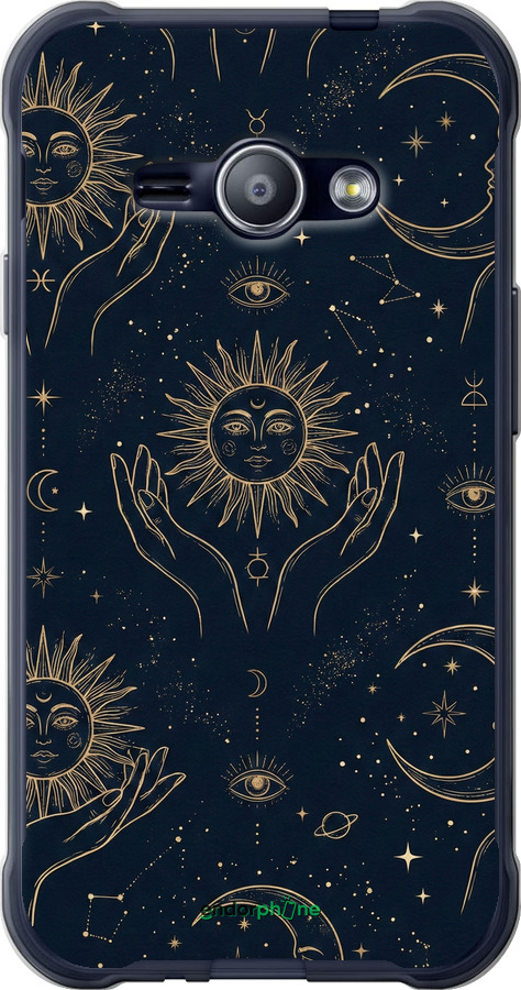 2D пластиковий чехол Celestial Harmony: Sun & Moon Gold Mystic Pattern для Samsung Galaxy J1 Ace J110H - 6778t-215 изображение 