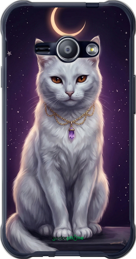 2D пластиковий чехол Mystic White Cat Gothic Dark Purple Gold для Samsung Galaxy J1 Ace J110H - 6805t-215 изображение 