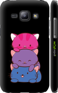 3D пластиковый матовый чехол Милые кошки для Samsung Galaxy J1 J100H - 6518m-104 изображение 