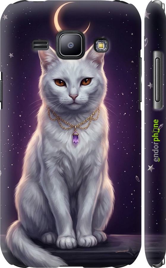 3D пластиковий матовий чехол Mystic White Cat Gothic Dark Purple Gold для Samsung Galaxy J1 J100H - 6805m-104 изображение 