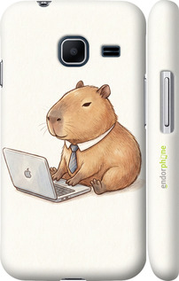 3D пластиковый матовый чехол Funny Capybara CEO Working для Samsung Galaxy J1 Mini J105H - 6777m-258 изображение 
