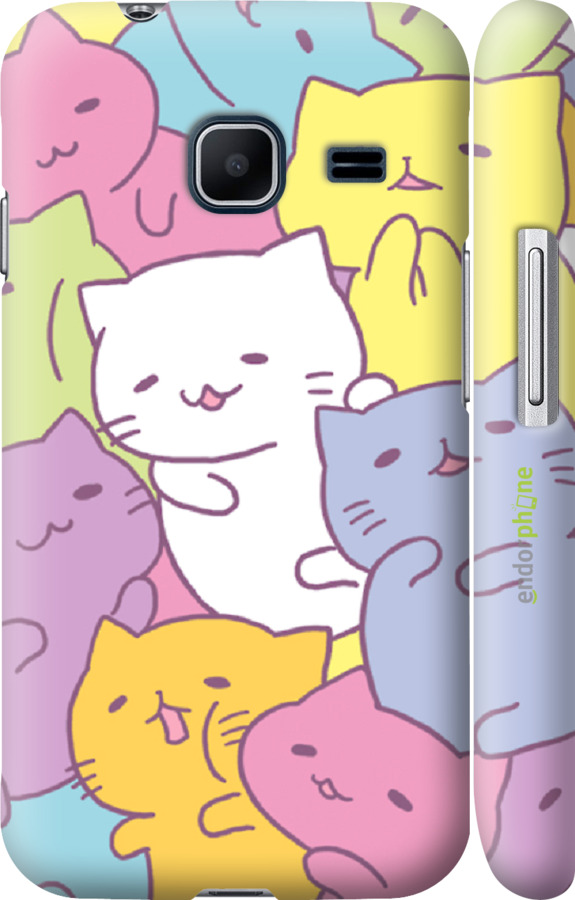 

3D пластиковий матовий чохол "Кошенята " для Samsung Galaxy J1 Mini J105H, Білий