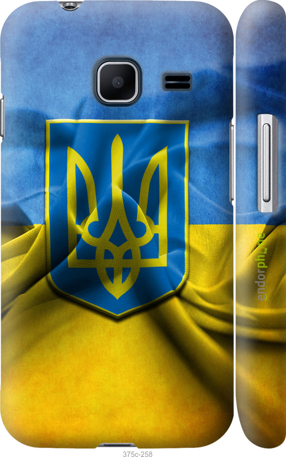 

3D пластиковий матовий чохол "Прапор та герб України" для Samsung Galaxy J1 Mini J105H, Блакитний
