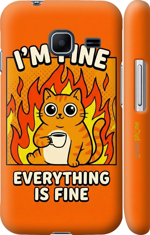 3D пластиковый матовый чехол Funny Cat для Samsung Galaxy J1 Mini J105H - 6786m-258 изображение 