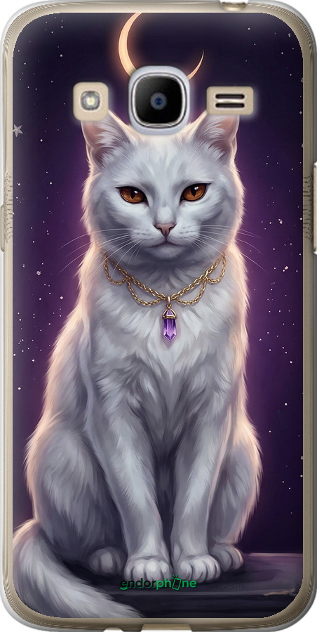 Силиконовый чехол Mystic White Cat Gothic Dark Purple Gold для Samsung Galaxy J2 (2016) J210 - 6805u-270 изображение 