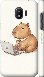 3D пластиковый матовый чехол Funny Capybara CEO Working для Samsung Galaxy J2 2018 - 6777m-1351 изображение 