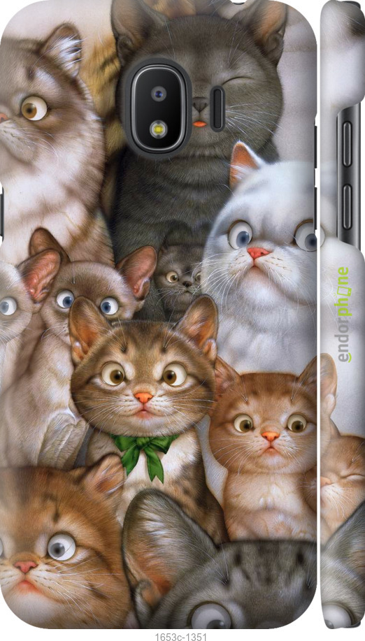 

3D пластиковий матовий чохол "Коти" для Samsung Galaxy J2 2018