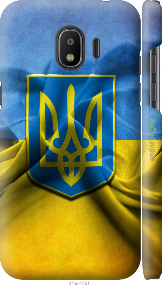

3D пластиковий матовий чохол "Прапор та герб України" для Samsung Galaxy J2 2018, Блакитний