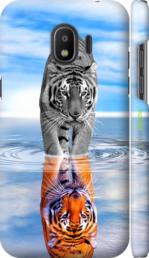 3D пластиковый матовый чехол Тигр для Samsung Galaxy J2 2018 - 6016m-1351 изображение 