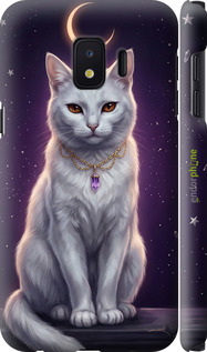 3D пластиковий матовий чехол Mystic White Cat Gothic Dark Purple Gold для Samsung Galaxy J2 Core - 6805m-1565 изображение 