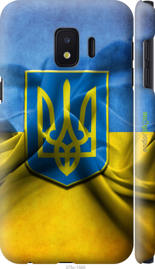 

3D пластиковий матовий чохол "Прапор та герб України" для Samsung Galaxy J2 Core, Блакитний