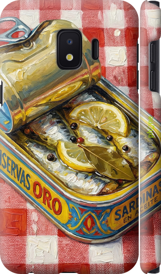 3D пластиковый матовый чехол Vintage Sardine Tin Phone для Samsung Galaxy J2 Core - 6772m-1565 изображение 
