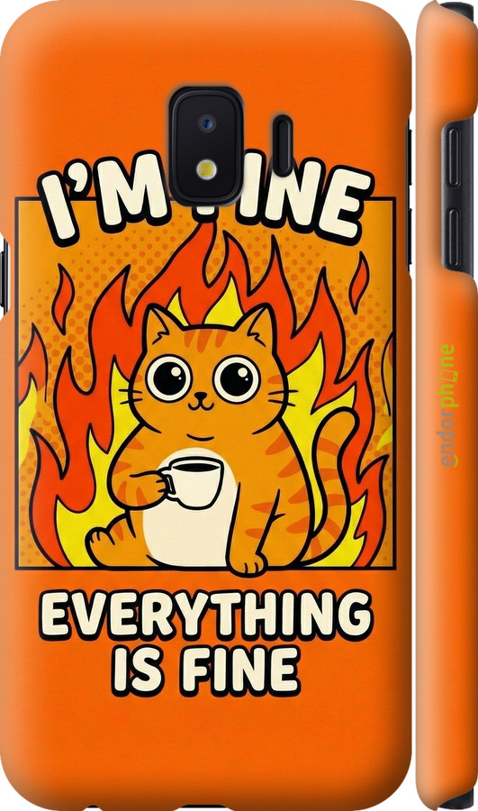 3D пластиковий матовий чехол Funny Cat для Samsung Galaxy J2 Core - 6786m-1565 изображение 