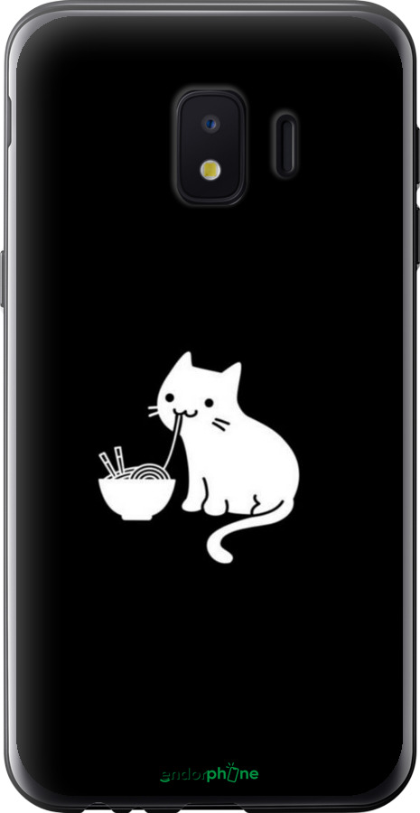 Силиконовый чехол С милым котом на черном фоне для Samsung Galaxy J2 Core - 6528u-1565 изображение 