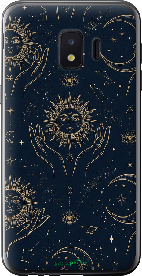 Силіконовий чехол Celestial Harmony: Sun & Moon Gold Mystic Pattern для Samsung Galaxy J2 Core - 6778u-1565 изображение 
