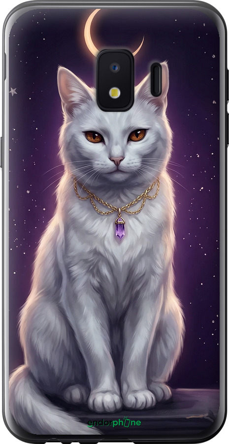 Силіконовий чехол Mystic White Cat Gothic Dark Purple Gold для Samsung Galaxy J2 Core - 6805u-1565 изображение 