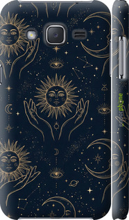 3D пластиковый глянцевый чехол 'Celestial Harmony: Sun & Moon Gold Mystic Pattern' для Samsung Galaxy J2 J200H изображение 5