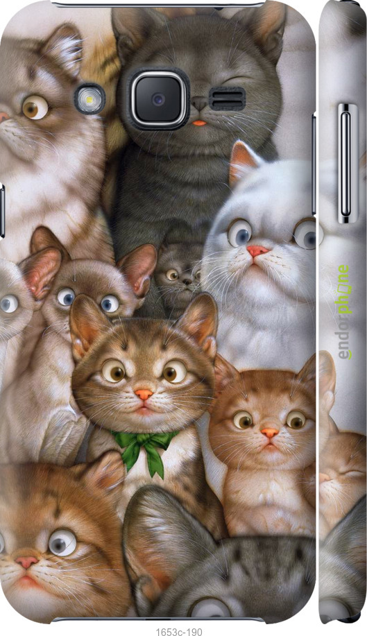 

3D пластиковий матовий чохол "Коти" для Samsung Galaxy J2 J200H