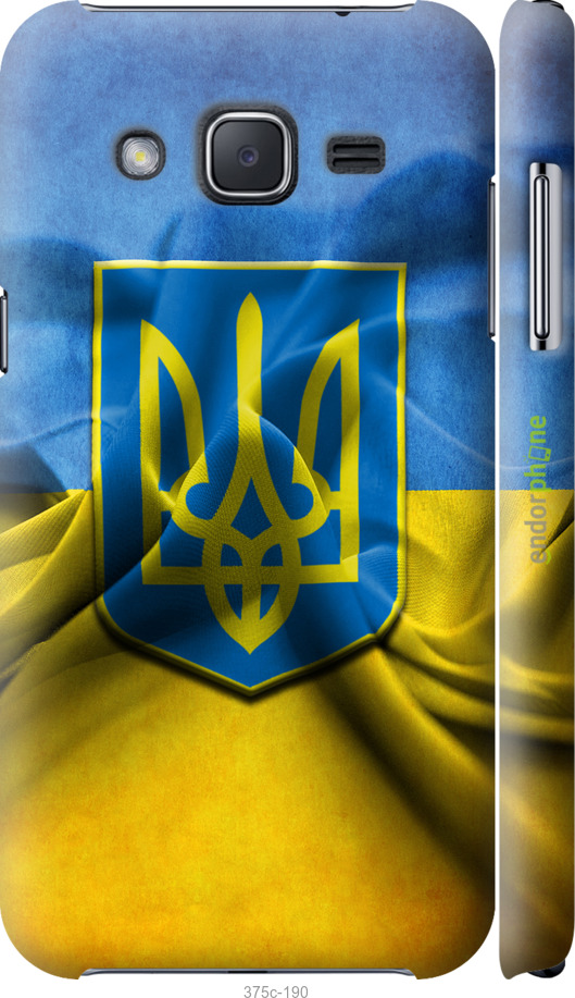 

3D пластиковий матовий чохол "Прапор та герб України" для Samsung Galaxy J2 J200H, Блакитний