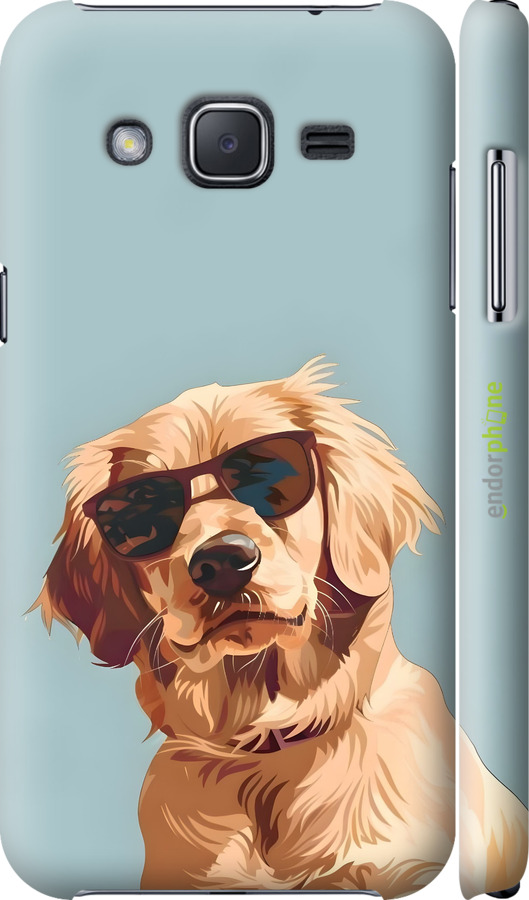 3D пластиковий глянцевий чехол Пес в очках для Samsung Galaxy J2 J200H - 6381c-190 изображение 