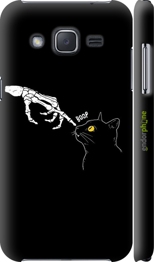 3D пластиковий глянцевий чехол Кішка для Samsung Galaxy J2 J200H - 6505c-190 изображение 
