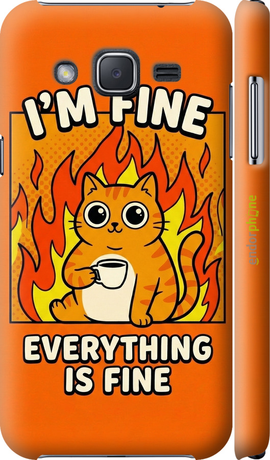 3D пластиковый матовый чехол Funny Cat для Samsung Galaxy J2 J200H - 6786m-190 изображение 