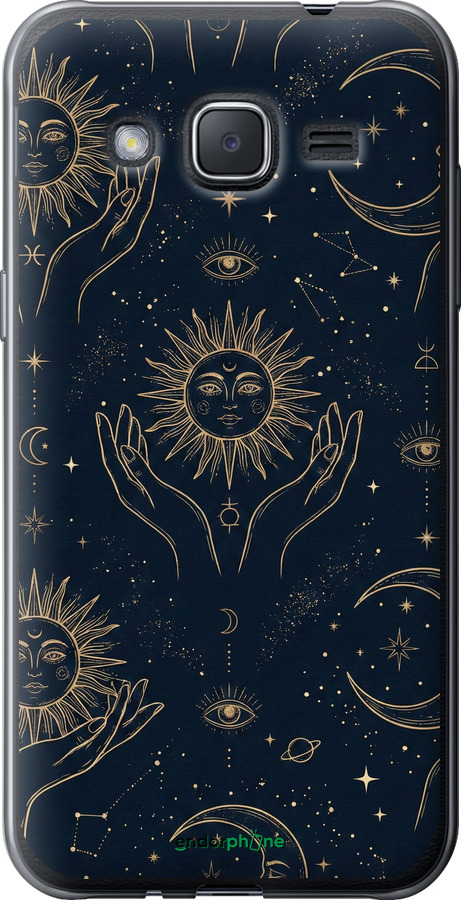 Силиконовый чехол Celestial Harmony: Sun & Moon Gold Mystic Pattern для Samsung Galaxy J2 J200H - 6778u-190 изображение 