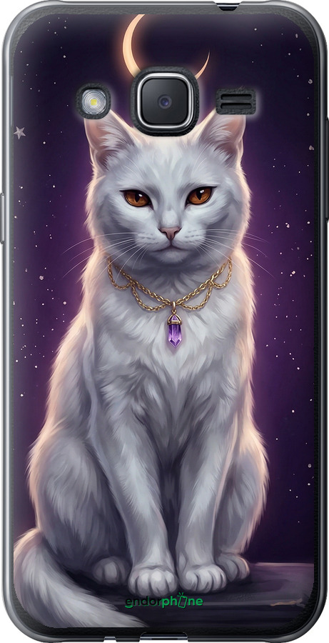 Силиконовый чехол Mystic White Cat Gothic Dark Purple Gold для Samsung Galaxy J2 J200H - 6805u-190 изображение 