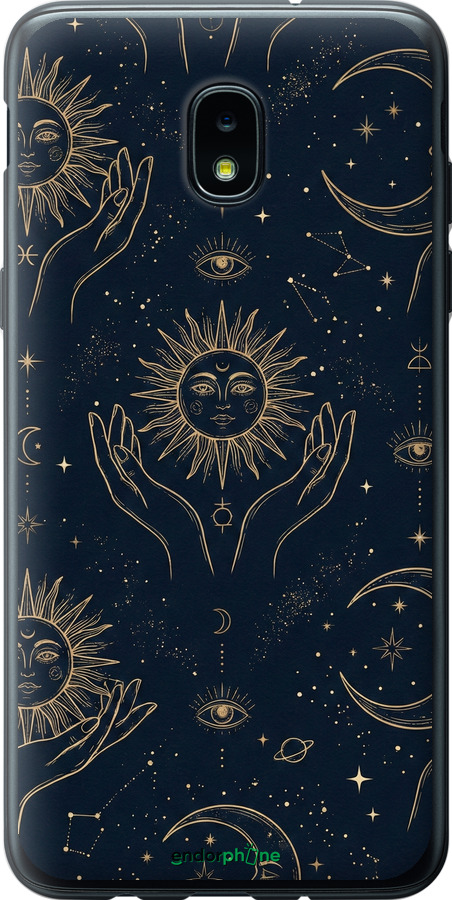 Силиконовый чехол Celestial Harmony: Sun & Moon Gold Mystic Pattern для Samsung Galaxy J3 2018 - 6778u-1501 изображение 